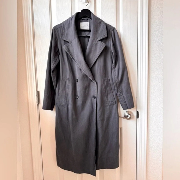 Everlane Jackets & Blazers - Everlane The Drape Outerwear Trench Coat Charcoal Grey XS Oversized NO BELT